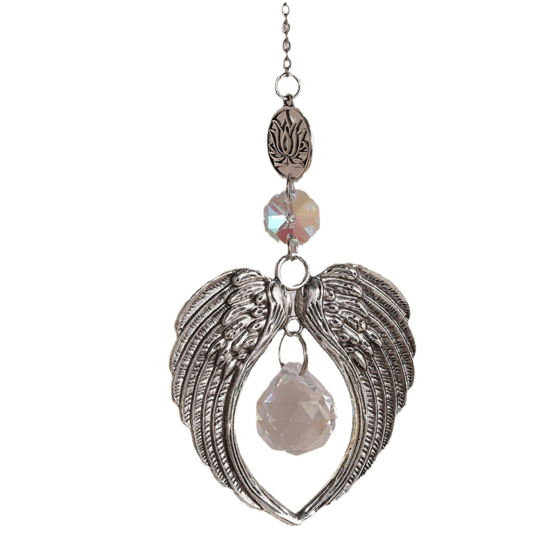 Kovový záves do domu a auta s krídlami anjela a lotosom, elektroplátovaný povrch, Xi Xian