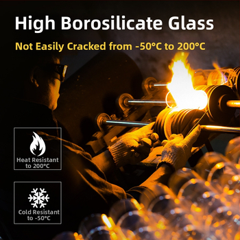 Veeklaas borosilikaatklaasist – ühekihiline konstruktsioon, ümmargune käepide, kõrge temperatuuritaluvus, trükk