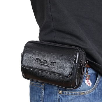 Meeste nahast telefoni kotti vöö külge — linnaline minimalistlik stiil, täie nahk, top-grain vasikate nahk, vertikaalne/horisontaalne kandmine, polüestervooder