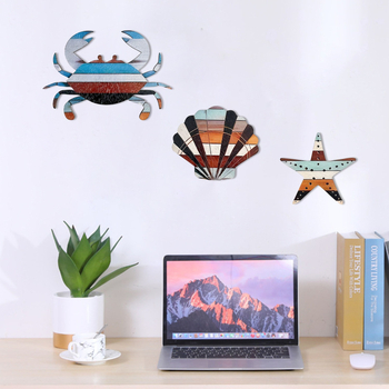 Drevená nástenná dekorácia s námornou témou, visiací panel so skupinou rýb, s lepiacim zadným povrchom, kód AA130654