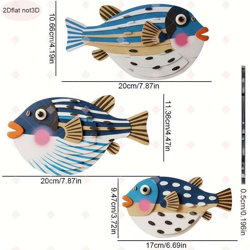 Drevená nástenná dekorácia s námornou témou, visiací panel so skupinou rýb, s lepiacim zadným povrchom, kód AA130654
