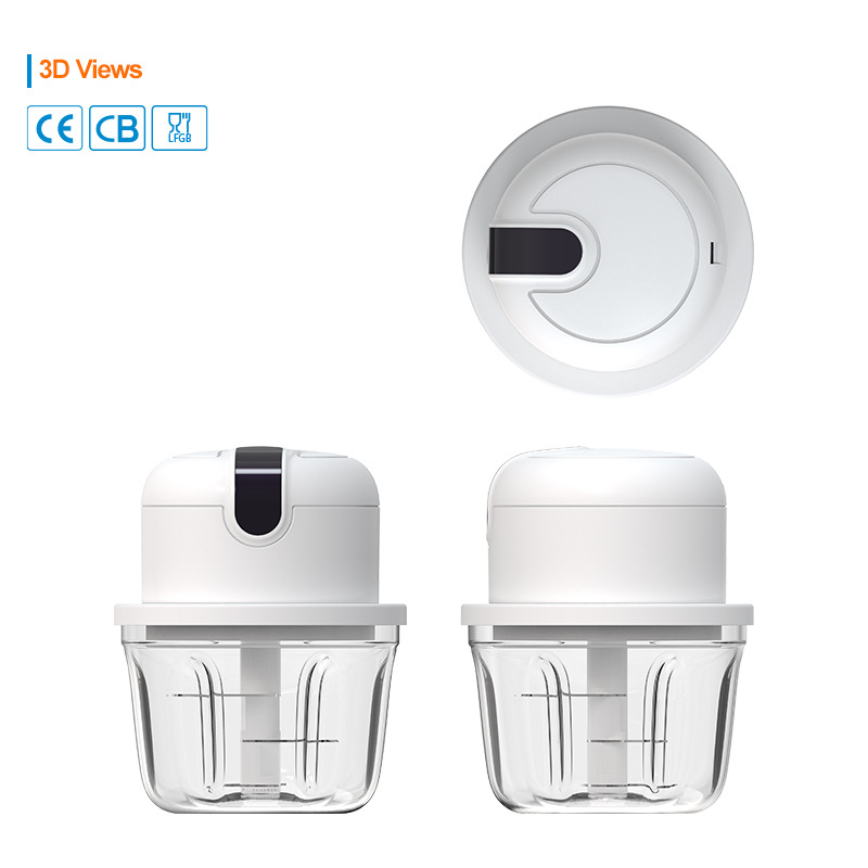 Bezdrôtový elektrický drvič cesnaku, kapacita 350 ml, 3 čepele, batéria 1200 mAh, až 10 000 ot./min