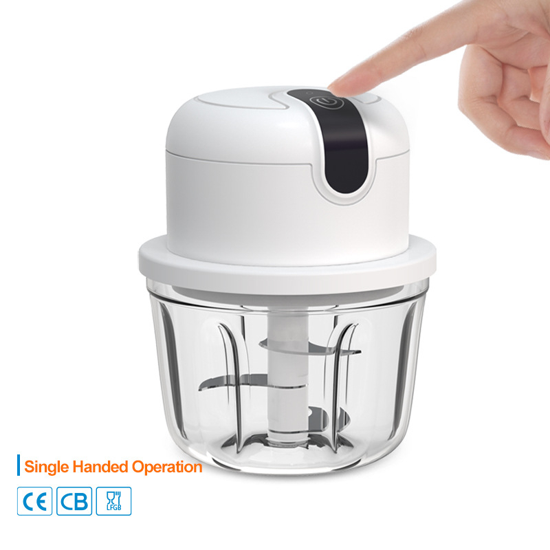 Bezdrôtový elektrický drvič cesnaku, kapacita 350 ml, 3 čepele, batéria 1200 mAh, až 10 000 ot./min