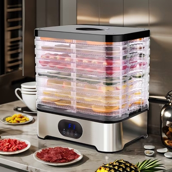 Kodus toidukuivataja puuviljadele, köögiviljadele ja maitsetaimedele – läbipaistev kaas, puutetundlik juhtpaneel, 220V, 350W, 50Hz, mudel SXA05