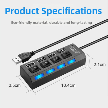 USB 3.0 διακλαδωτής με θύρες 1–4 για επιτραπέζιο και αυτοκίνητο, USB 3.0 διασύνδεση, τροφοδοσία μέσω USB