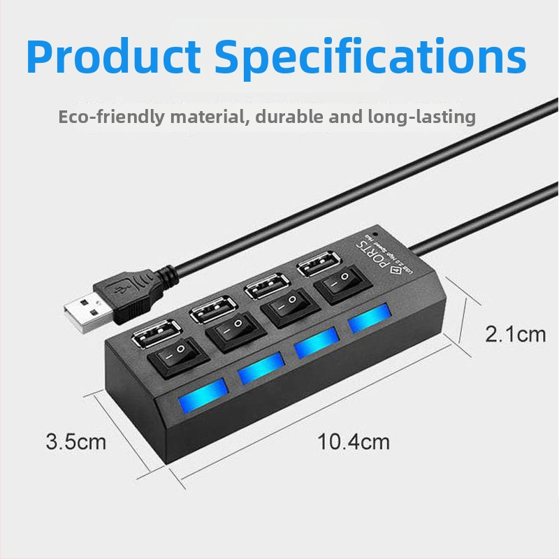 USB 3.0 διακλαδωτής με θύρες 1–4 για επιτραπέζιο και αυτοκίνητο, USB 3.0 διασύνδεση, τροφοδοσία μέσω USB
