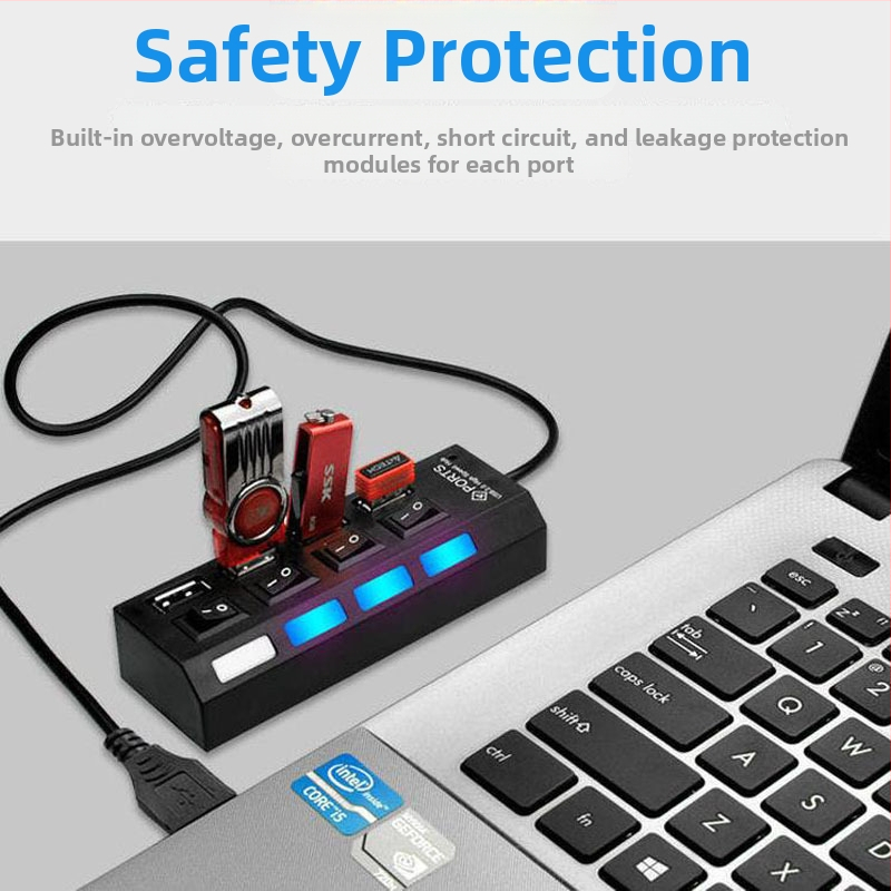 USB 3.0 διακλαδωτής με θύρες 1–4 για επιτραπέζιο και αυτοκίνητο, USB 3.0 διασύνδεση, τροφοδοσία μέσω USB