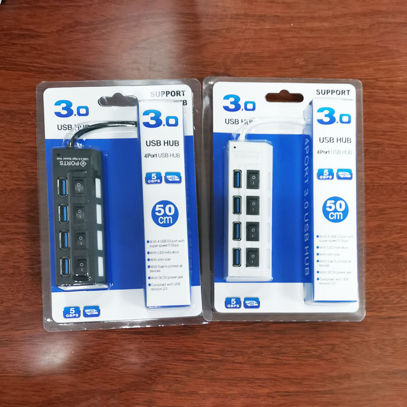 USB 3.0 διακλαδωτής με θύρες 1–4 για επιτραπέζιο και αυτοκίνητο, USB 3.0 διασύνδεση, τροφοδοσία μέσω USB