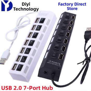 USB 2.0 7-pordiga hub andmete edastamiseks ja laadimiseks, USB kaudu toidetav, logotüübi printimine ja kohandamine saadaval