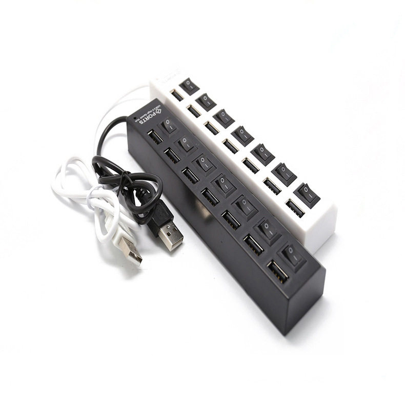 USB 2.0 7-pordiga hub andmete edastamiseks ja laadimiseks, USB kaudu toidetav, logotüübi printimine ja kohandamine saadaval