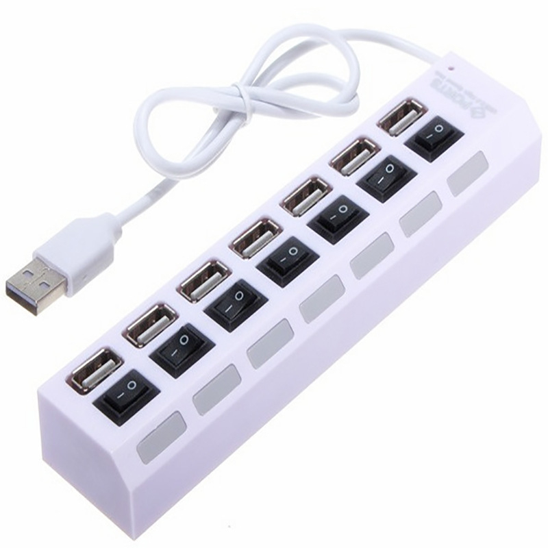 USB 2.0 7-pordiga hub andmete edastamiseks ja laadimiseks, USB kaudu toidetav, logotüübi printimine ja kohandamine saadaval