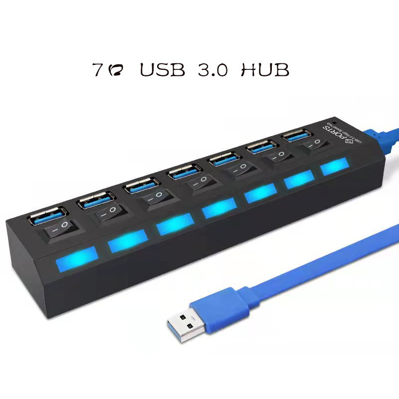 7-портов USB 3.0 хъб със LED индикатор, външно захранване, печат на лого и персонализация