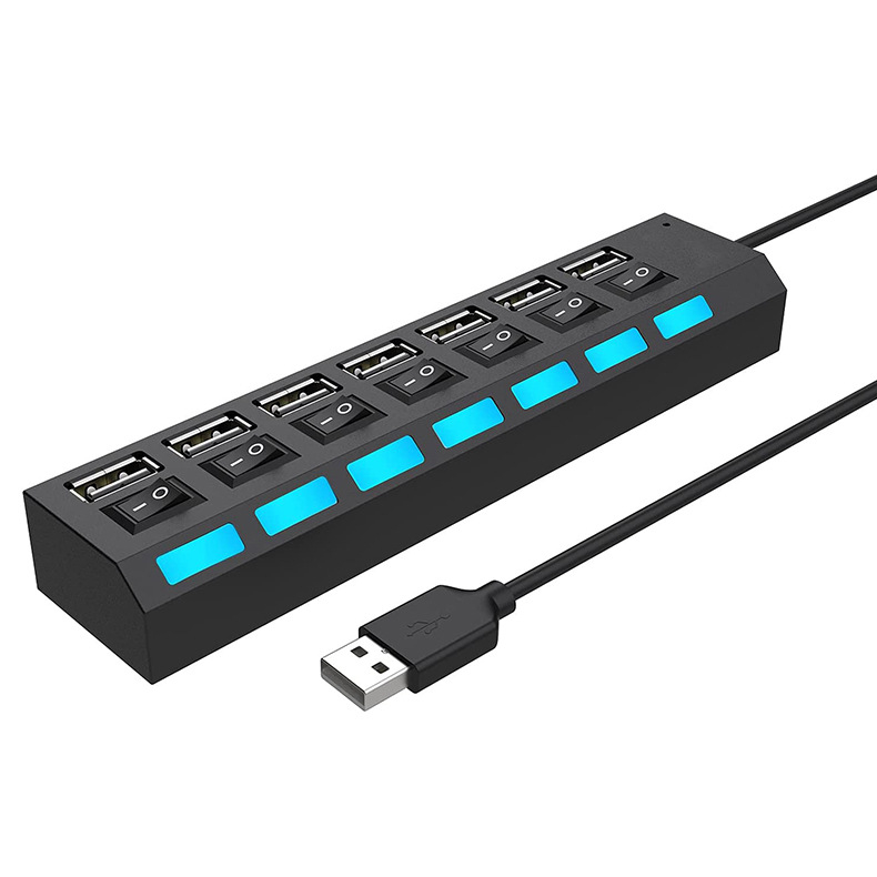 USB 3.0 хъб с независим превключвател, 5 Gbps скорост на пренос, 15 cm кабел, без външно захранване