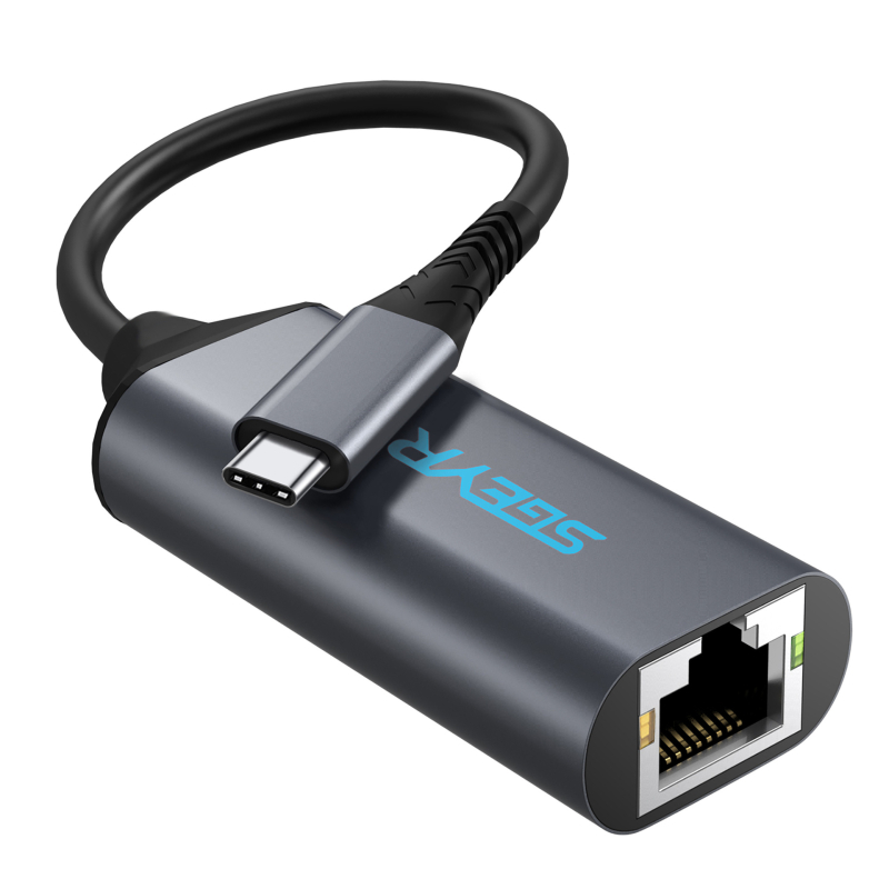 USB-C kuni RJ-45 Gigabit Ethernet adapter, draiverivaba, toetab 10/100/1000 Mbps, LED-indikaator, sobib sülearvutitega