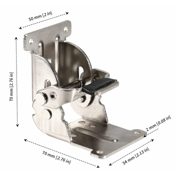 90° iseseisvalt lukustuv kokkukäiv lauajalga hinged, rauast korpus, tsinkkate, mudel ZBT-506, siseriiklikuks kasutamiseks