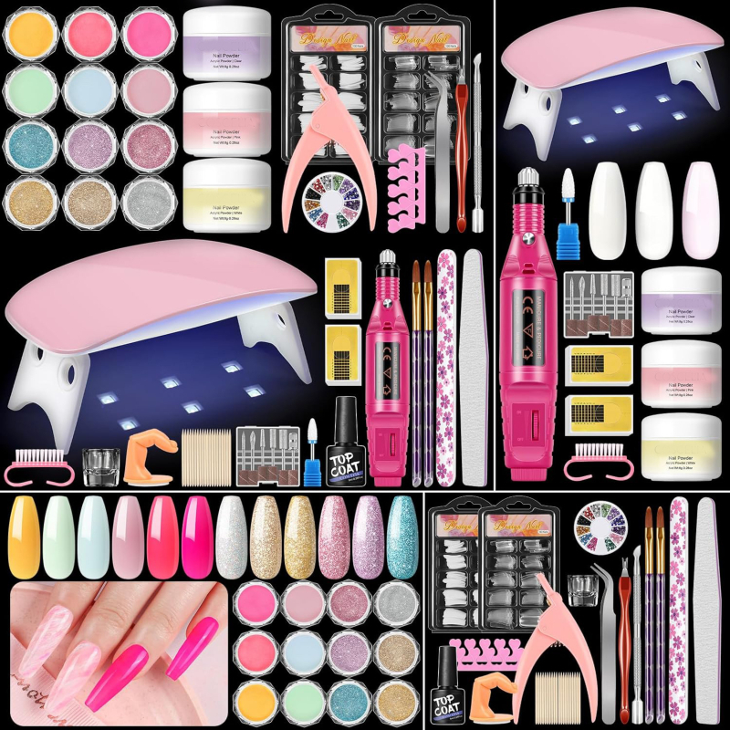 Začiatočnícky set na nechtovú dekoráciu – nástroje z plastu a nerezovej ocele, 490 g, model D033; zahŕňa pilník na kožičku, leštiaci nástroj na povrch nechtov a set na úpravu nechtov