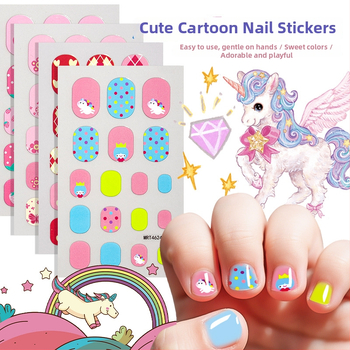 Laste küünte kleebiste komplekt – DIY küünekunst karikatuurloomade ja puuviljade mustritega, 5 g