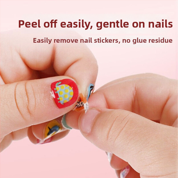 Laste küünte kleebiste komplekt – DIY küünekunst karikatuurloomade ja puuviljade mustritega, 5 g