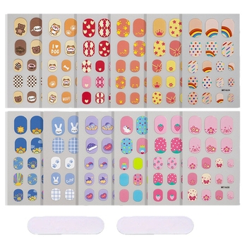 Laste küünte kleebiste komplekt – DIY küünekunst karikatuurloomade ja puuviljade mustritega, 5 g