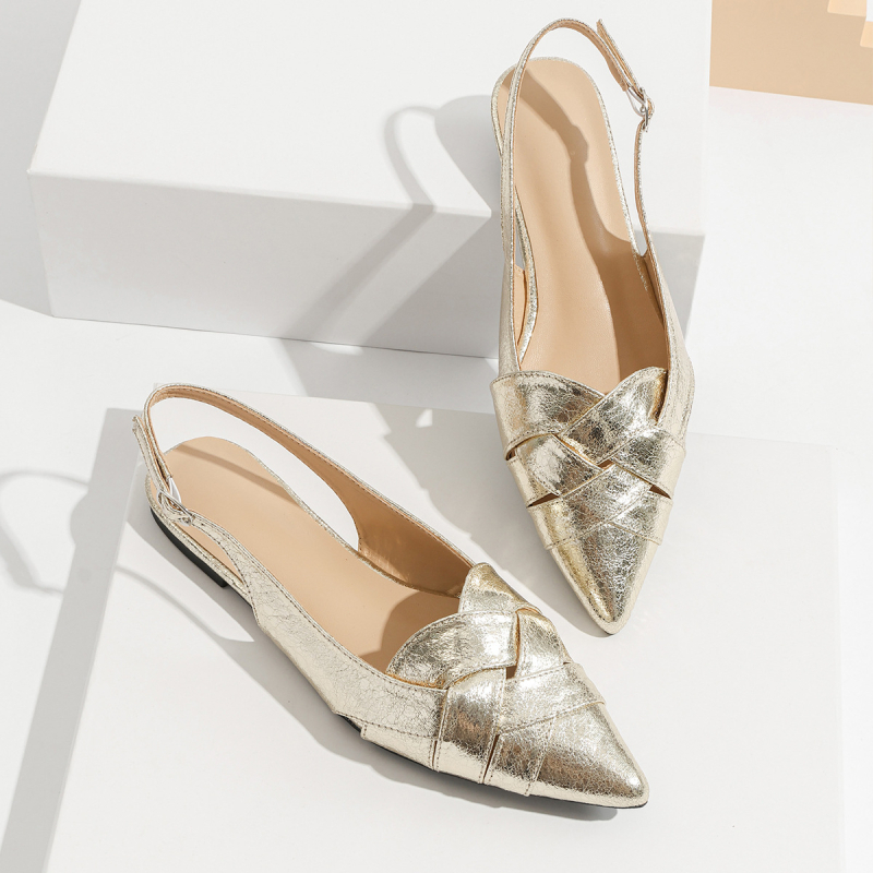 Női lapos talpú cipő - leopárd mintázat, hegyes orr, PU felsőrész, alacsony sarok, gumírozott talp