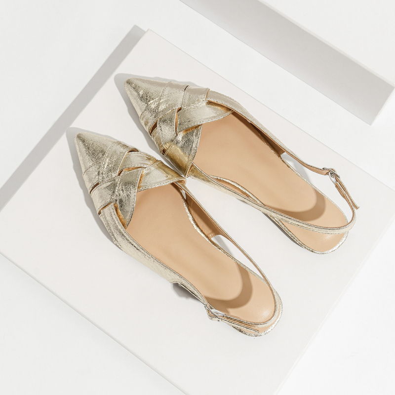 Női lapos talpú cipő - leopárd mintázat, hegyes orr, PU felsőrész, alacsony sarok, gumírozott talp