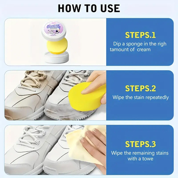 Čistiaci krém na topánky s vstavanou hubkou – viacúčelová starostlivosť, vodeodolný, odstraňovanie škvŕn, deodorant, bielenie