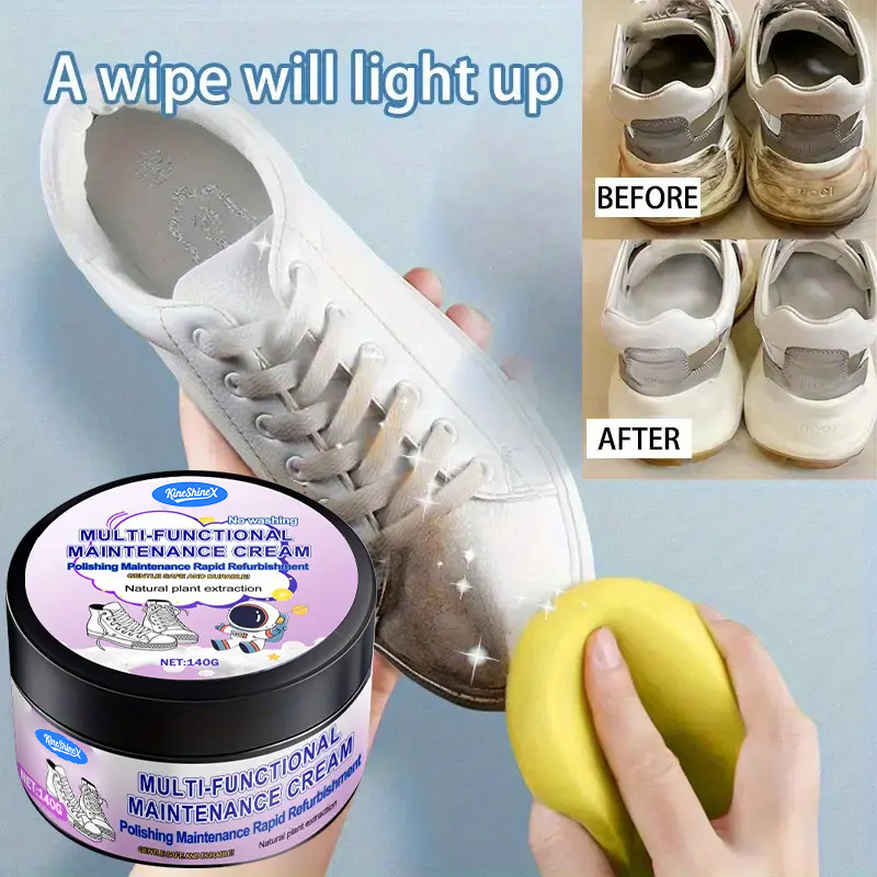 Čistiaci krém na topánky s vstavanou hubkou – viacúčelová starostlivosť, vodeodolný, odstraňovanie škvŕn, deodorant, bielenie