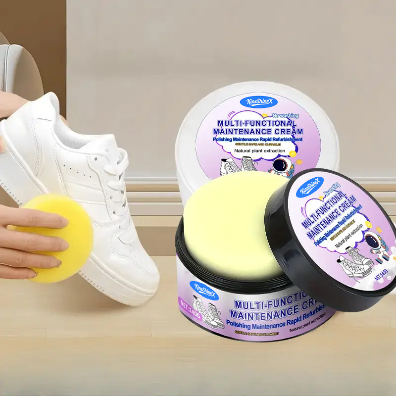 Čistiaci krém na topánky s vstavanou hubkou – viacúčelová starostlivosť, vodeodolný, odstraňovanie škvŕn, deodorant, bielenie