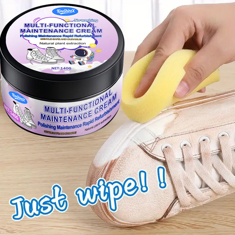 Čistiaci krém na topánky s vstavanou hubkou – viacúčelová starostlivosť, vodeodolný, odstraňovanie škvŕn, deodorant, bielenie