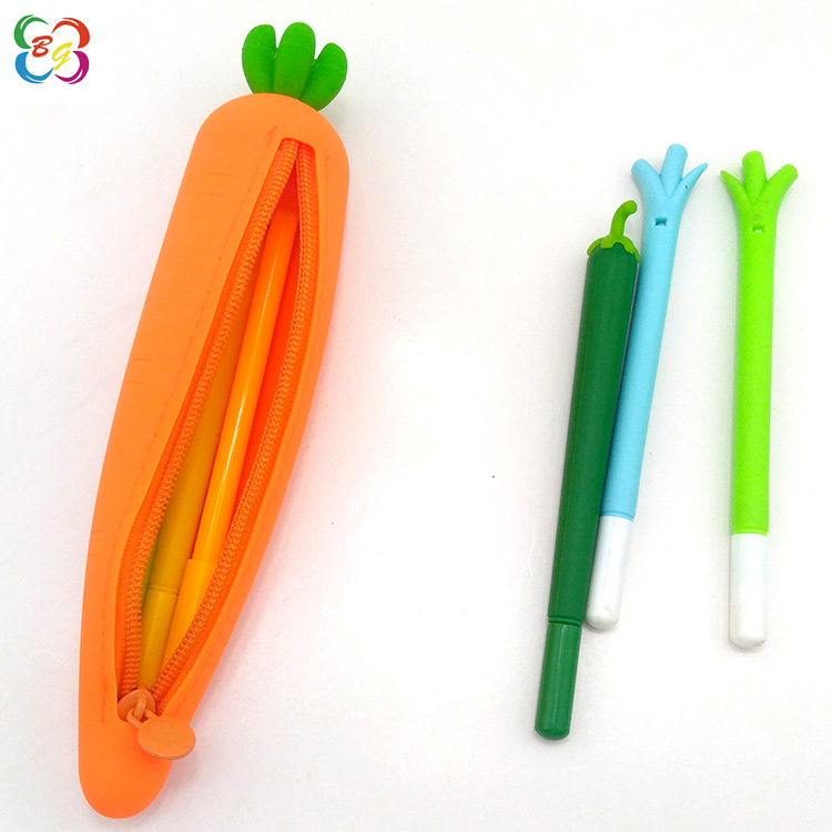 Koreai stílusú répát formázó szilikon tolltartó cipzárral, hordozható, nagy kapacitású