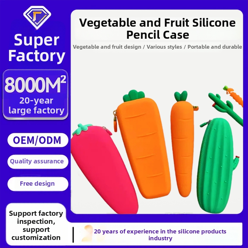 Koreai stílusú répát formázó szilikon tolltartó cipzárral, hordozható, nagy kapacitású