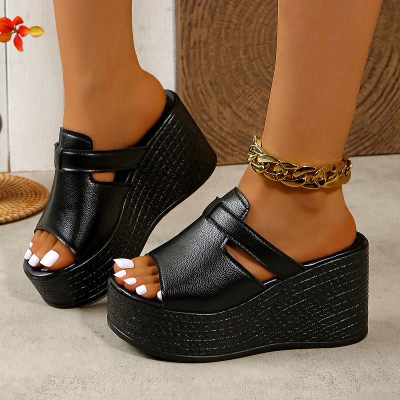 Naistele sandaalid avatud varbaga, PU ülemine, kummist tald, klineline kann