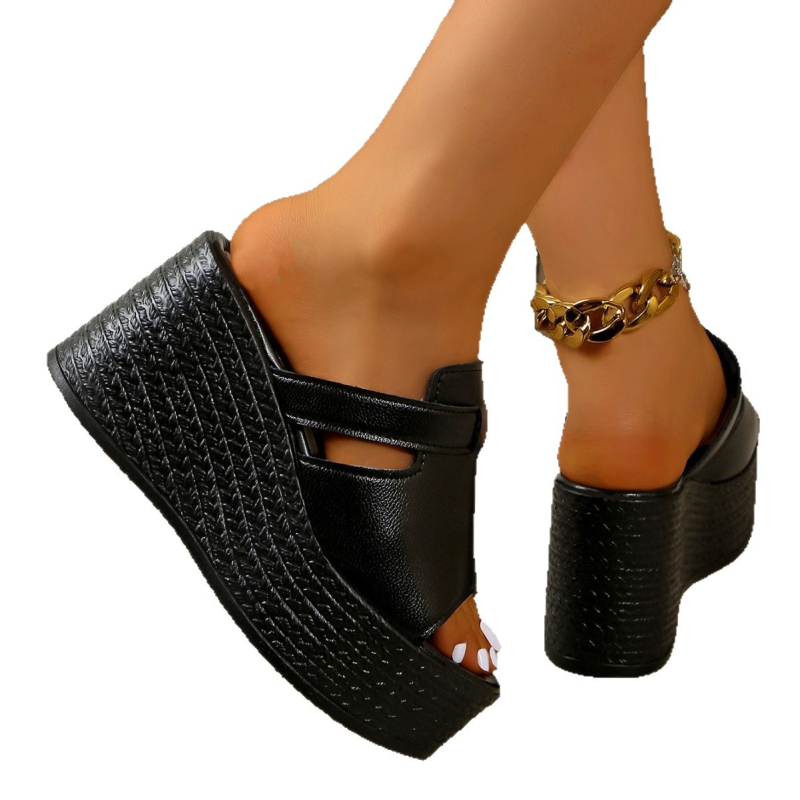 Naistele sandaalid avatud varbaga, PU ülemine, kummist tald, klineline kann