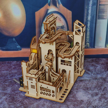 Puidust 3D-puzle marmorirada — DIY käsitsi kokkupanek, hariv mäng 15–35-aastastele, kõrge raskusaste