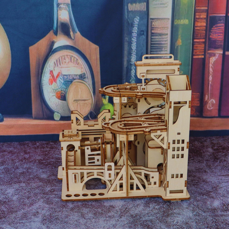 Puidust 3D-puzle marmorirada — DIY käsitsi kokkupanek, hariv mäng 15–35-aastastele, kõrge raskusaste