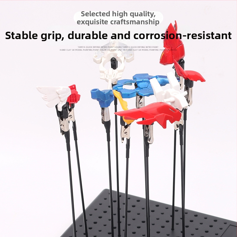 Krāsošanas un žāvēšanas klips Gundam modeļiem ar aerogrāfu – anti-saspringšanas krokodila klips, metāla/plastmasas korpuss, 63 g