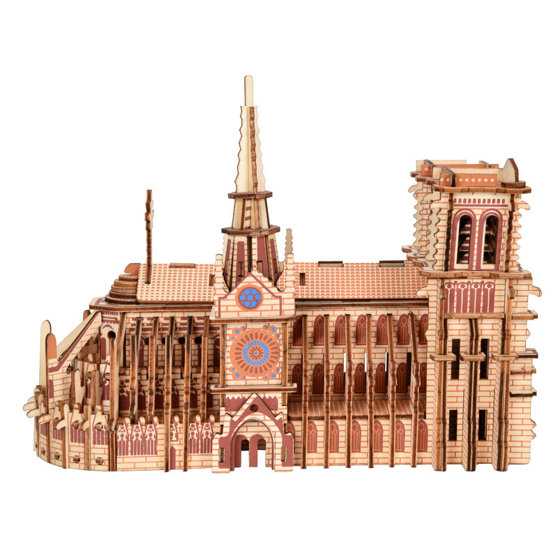 Puidust 3D Notre-Dame katedraali pusle – DIY-sõbralik, sobib 7–14-aastastele, kohandatav