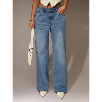 Jenas, vaba sirge joon, vooderdis, polüesteri segu, topelt vöö, tõmblukug kinnitamine