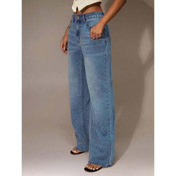 Jenas, vaba sirge joon, vooderdis, polüesteri segu, topelt vöö, tõmblukug kinnitamine