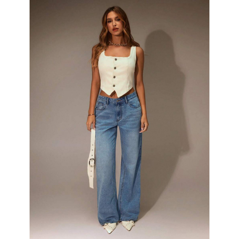 Jenas, vaba sirge joon, vooderdis, polüesteri segu, topelt vöö, tõmblukug kinnitamine