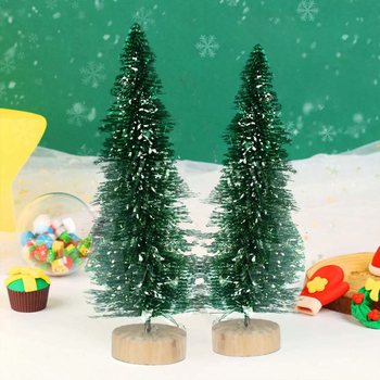 YIGETREE Plastikust lauale püstitatav jõulupuu lumestseeniga kihiline mini dekoratsioon