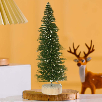 YIGETREE Plastikust lauale püstitatav jõulupuu lumestseeniga kihiline mini dekoratsioon