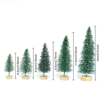 YIGETREE Plastikust lauale püstitatav jõulupuu lumestseeniga kihiline mini dekoratsioon