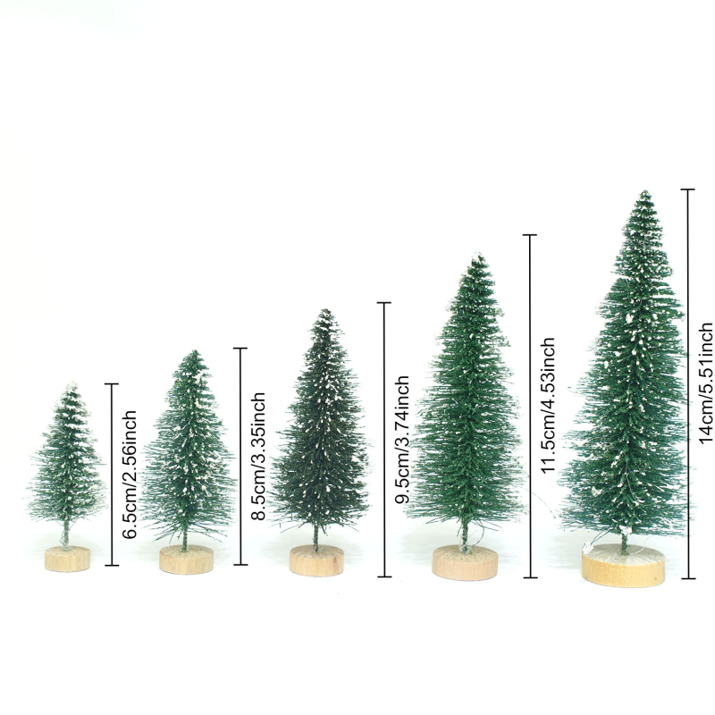 YIGETREE Plastikust lauale püstitatav jõulupuu lumestseeniga kihiline mini dekoratsioon