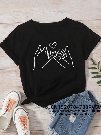 Puuvillast T-särgid naistele kirjaga "Pinky's Best Friend" L. Väljalõige