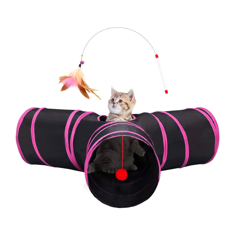 Kassi tunnelimäng, hingav kangas, siseruumides kasutamiseks, kassidele