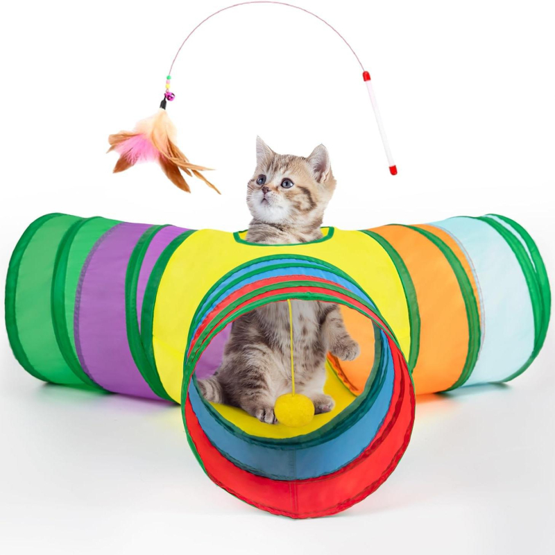 Kassi tunnelimäng, hingav kangas, siseruumides kasutamiseks, kassidele