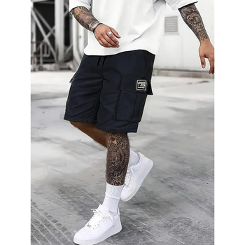 Meeste tähtedega trükiga püksid, mitme taskuga, vaba lõikega, üheksa osaga pikkus, CVC puuvillasegu