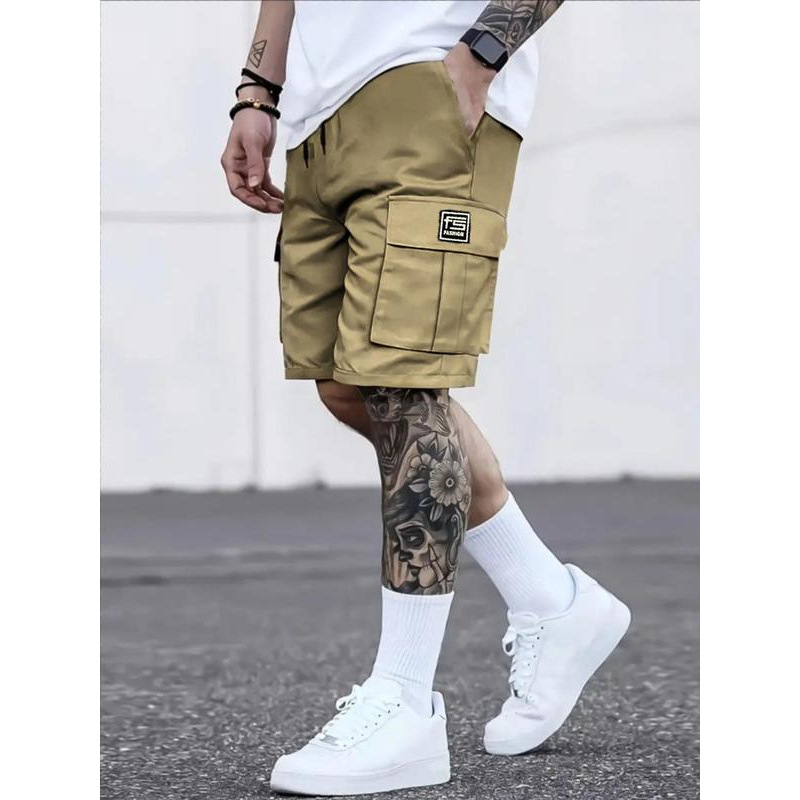 Meeste tähtedega trükiga püksid, mitme taskuga, vaba lõikega, üheksa osaga pikkus, CVC puuvillasegu