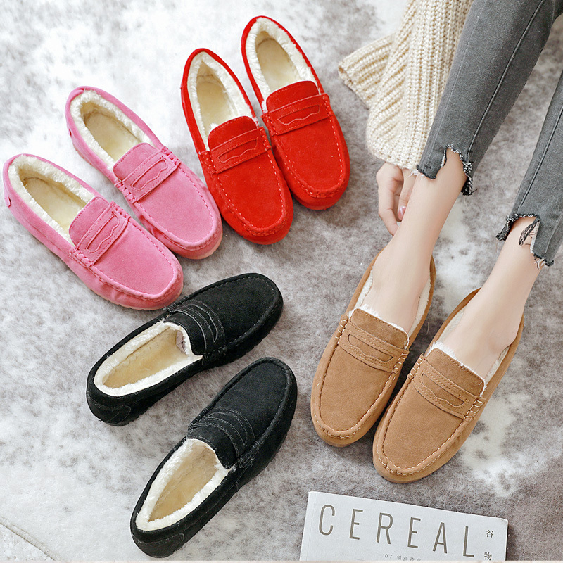 Talvised uued stiilsed soojad fliisvoodriga mokasiinid naistele 2023. aastaks, Korea stiilis, mitmekülgsed, paelteta, populaarsed puuvillased kingad veebist.